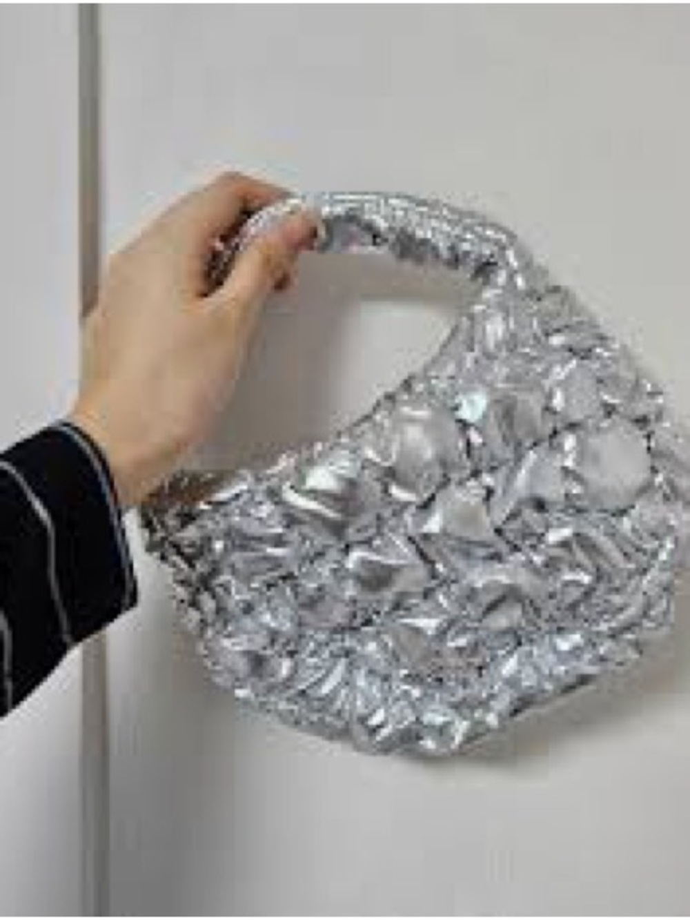 Silver Puffy Quilted Micro Bag